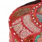 Preview: Patchwork Sitzpouf Rund Baumwolle Handgefertigt 40x20 cm Rot