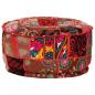 Preview: Patchwork Sitzpouf Rund Baumwolle Handgefertigt 40x20 cm Rot