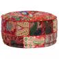Preview: Patchwork Sitzpouf Rund Baumwolle Handgefertigt 40x20 cm Rot