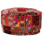 Preview: Patchwork Sitzpouf Rund Baumwolle Handgefertigt 40x20 cm Rot