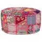 Preview: Patchwork Sitzpouf Rund Baumwolle Handgefertigt 40x20 cm Rosa