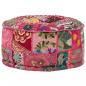 Preview: Patchwork Sitzpouf Rund Baumwolle Handgefertigt 40x20 cm Rosa