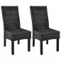 Preview: ARDEBO.de - Esszimmerstühle 2 Stk. Schwarz Kubu Rattan und Mango Holz