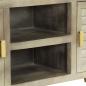 Preview: TV-Schrank Grau mit Messing 110 x 30 x 48 cm Mangoholz Massiv