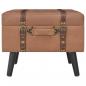 Preview: Hocker mit Stauraum 40 cm Braun Kunstleder