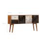 Preview: Sideboard mit Druckmustern 130x30x70 cm Massivholz Mango