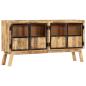 Preview: Sideboard Braun und Schwarz 160×30×80 cm Raues Mango-Massivholz