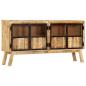 Preview: Sideboard Braun und Schwarz 160×30×80 cm Raues Mango-Massivholz