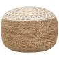 Preview: Handgefertigter Sitzpuff Weiß 45x30 cm Jute
