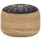 Preview: Handgefertigter Sitzpuff Blau 45 x 30 cm Jute
