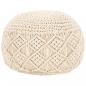 Preview: ARDEBO.de - Makramee Sitzpuff Handgefertigt 45 x 30 cm Baumwolle 