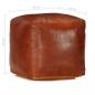Preview: Pouf Hellbraun 40 x 40 x 40 cm Echtes Ziegenleder