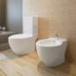 Preview: Toiletten & Bidet Set Weiß Keramik