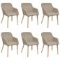 Preview: Esszimmerstühle 6 Stk. Beige Stoff und Massivholz Eiche 