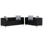 Preview: Sofa-Set Kunstleder 3-Sitzer und 2-Sitzer Schwarz 
