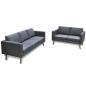Preview: Sofa Set 2-Sitzer und 3-Sitzer Stoff Dunkelgrau 