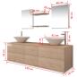 Preview: 9-tlg. Badmöbel-Set mit Waschbecken und Wasserhahn Beige