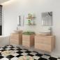 Preview: 9-tlg. Badmöbel-Set mit Waschbecken und Wasserhahn Beige