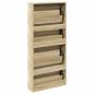 Preview: Schuhschrank mit 4 Fächern Spiegel Eiche 63×17×134 cm