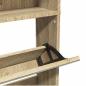 Preview: Schuhschrank mit 4 Fächern Spiegel Eiche 63×17×134 cm