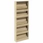 Preview: Schuhschrank mit 5 Fächern Spiegel Eiche 63x17x169,5 cm