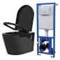 Preview: Hänge-Toilette mit Einbau-Spülkasten Keramik Schwarz