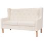 Preview: 2-tlg. Sofa-Set Stoff Cremeweiß