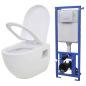 Preview: Hänge-Toilette mit Einbau-Spülkasten Keramik Weiß