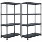 Preview: ARDEBO.de - Lagerregale 2 Stk. Schwarz 60 x 30 x 138 cm Kunststoff