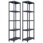 Preview: ARDEBO.de - Lagerregale 2 Stk. Schwarz 125 kg 60 x 30 x 180 cm Kunststoff