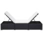 Preview: Sonnenliegen mit Auflage 2 Stk. Poly Rattan Schwarz