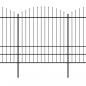 Preview: Gartenzaun mit Speerspitzen Stahl (1,75 - 2) x 6,8 m Schwarz