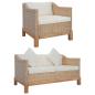 Preview: 2-tlg. Sofagarnitur mit Kissen Natur Rattan