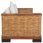 Preview: 2-tlg. Sofagarnitur mit Auflagen Braun Natur Rattan