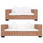 Preview: ARDEBO.de - 2-tlg. Sofagarnitur mit Auflagen Natur Rattan 