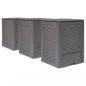 Preview: ARDEBO.de - Gartenkomposter 3 Stk. Braun 60x60x83cm 900 L Kunststoff Rattan