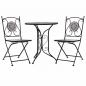 Preview: ARDEBO.de - 3-tlg. Bistro-Set Mosaik Keramik Grau