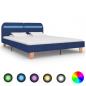 Preview: ARDEBO.de - Bettgestell mit LED Blau Stoff 180x200 cm