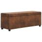 Preview: Bank mit Staufach 116 cm Braun Wildleder-Optik