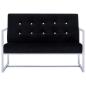 Preview: 2-Sitzer-Sofa mit Armlehnen Schwarz Chrom und Samt