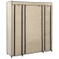 Preview: Stoffschrank mit Fächern Kleiderstangen Creme 150x45x176cm