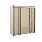 Preview: Stoffschrank mit Fächern Kleiderstangen Creme 150x45x176cm