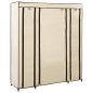 Preview: Stoffschrank mit Fächern Kleiderstangen Creme 150x45x176cm