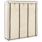 Preview: Kleiderschrank mit Fächern und Stangen Creme 150x45x175cm Stoff