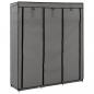 Preview: ARDEBO.de - Kleiderschrank mit Fächern und Stangen Grau 150x45x175cm Stoff