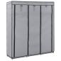 Preview: Kleiderschrank mit Fächern und Stangen Grau 150x45x175cm Stoff