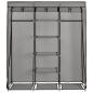 Preview: Kleiderschrank mit Fächern und Stangen Grau 150x45x175cm Stoff