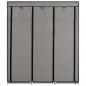 Preview: Kleiderschrank mit Fächern und Stangen Grau 150x45x175cm Stoff