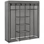 Preview: Kleiderschrank mit Fächern und Stangen Grau 150x45x175cm Stoff