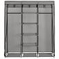 Preview: Kleiderschrank mit Fächern und Stangen Grau 150x45x175cm Stoff
